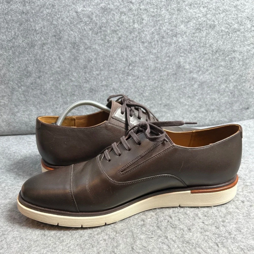 Allen Edmond Carson Slip On Brown Leather Cap Toe Hybrid Oxford Shoes Mens 12